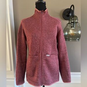 On shift sweater knit jacket in mauve
